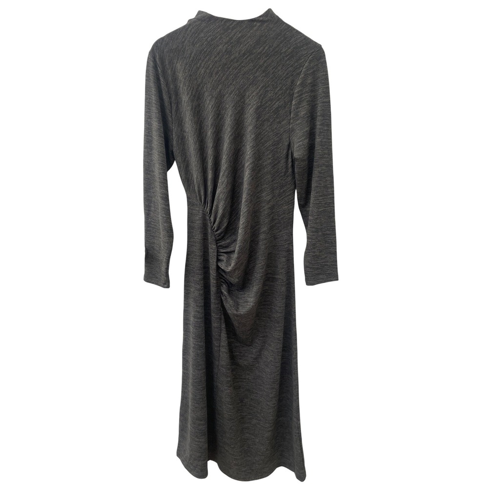 Mint Velvet Grey Heathered Long Sleeve Ruched‎ Midi Dress XL Classic Stretchy